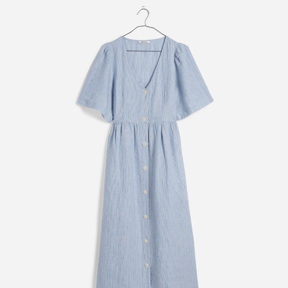 Cassie Button-Front Midi Dress in Linen - Madewell